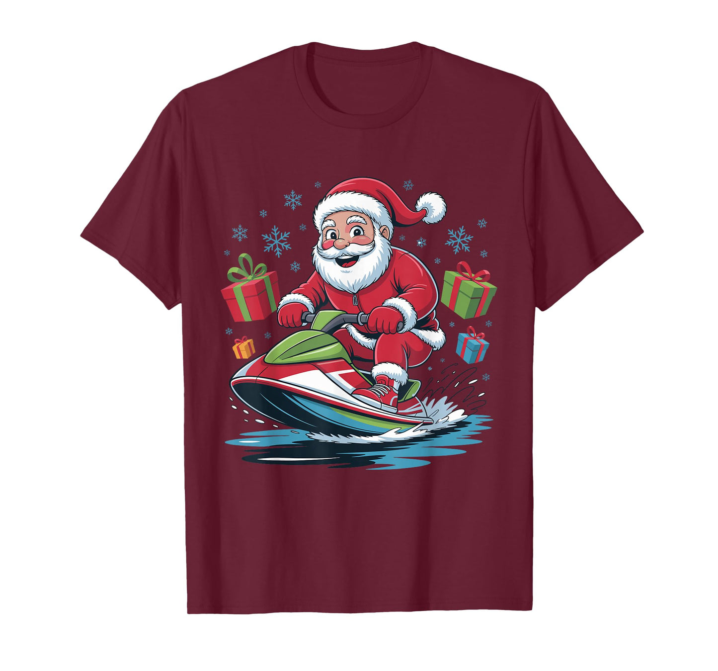 Santa Jet Skiing Funny Holiday Christmas Xmas Pajama T-Shirt