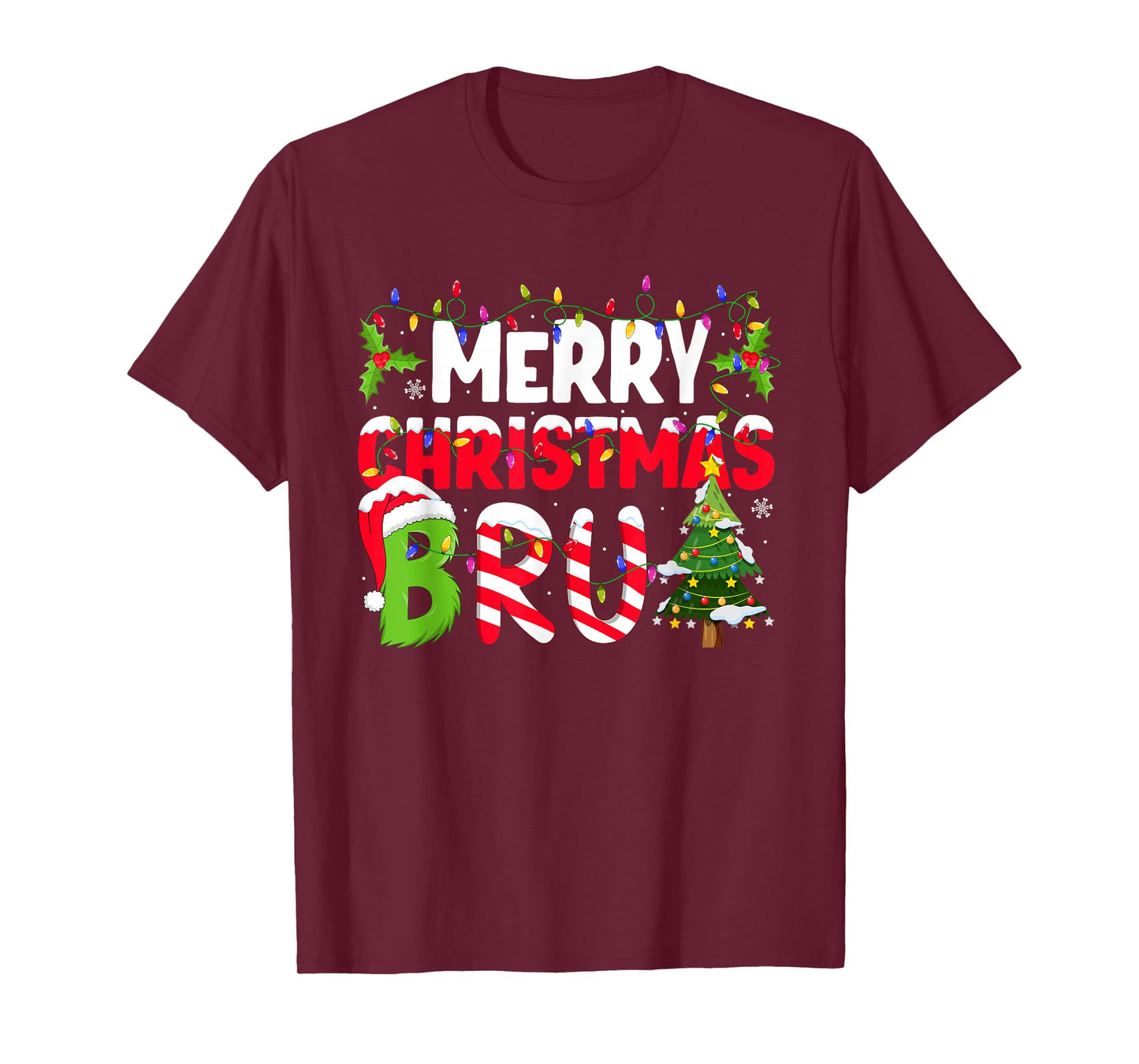 Merry Christmas Bruh Funny Christmas Men Boys Brother Xmas T-Shirt
