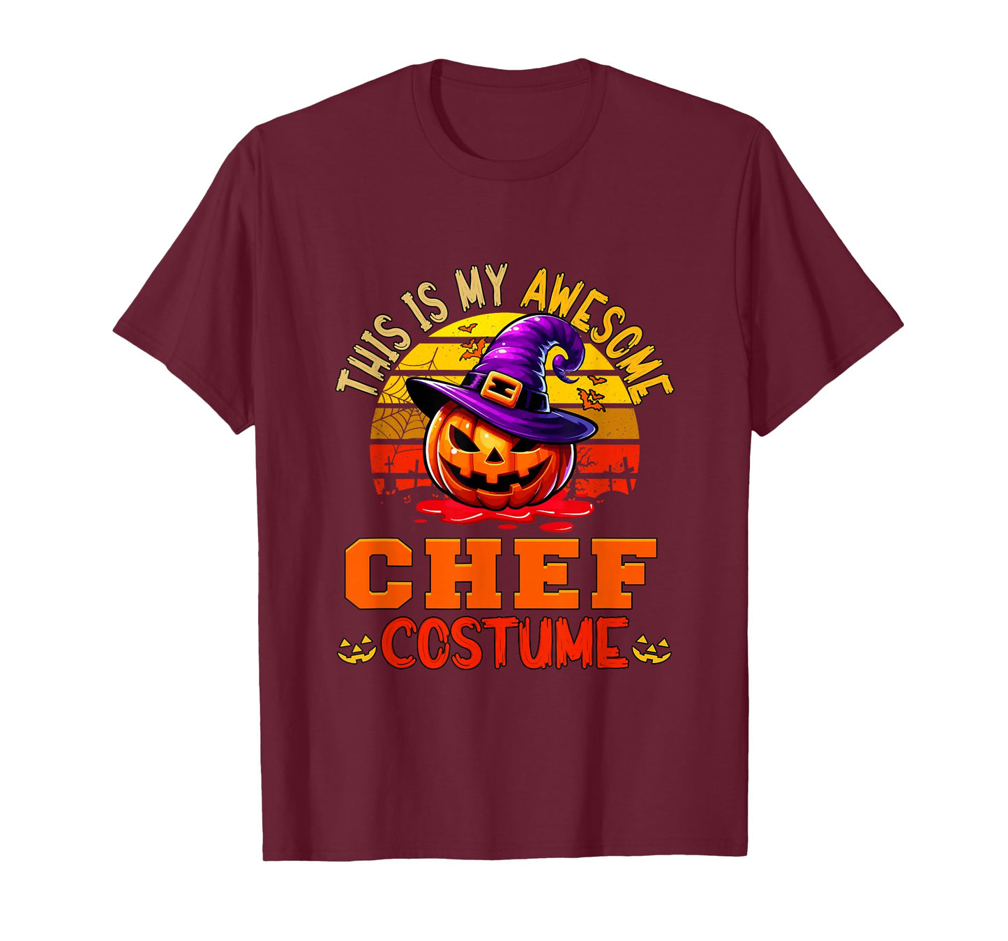Vintage My Awesome Chef Costume Witch Carved Pumpkin T-Shirt