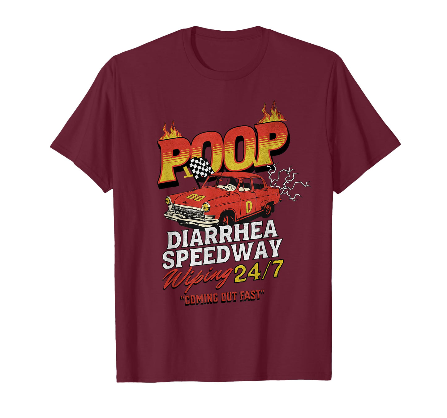Funny Ironic Sarcastic Sayings Cynical Unique Tees Poop Diarrhea Speedway Wiping 24/7 Humor Meme Unisex-Adults T-Shirt Black X-Small Crew Neck Short Sleeve