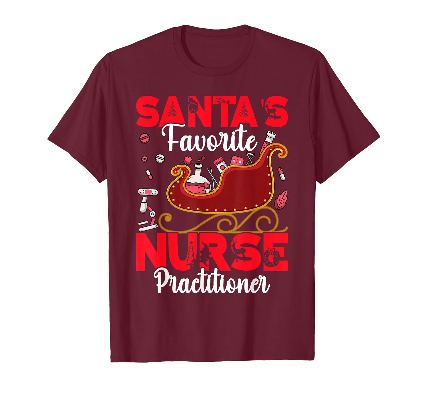 Santa's Favorite Nurse Practitioner Christmas Nursing T-Shirt