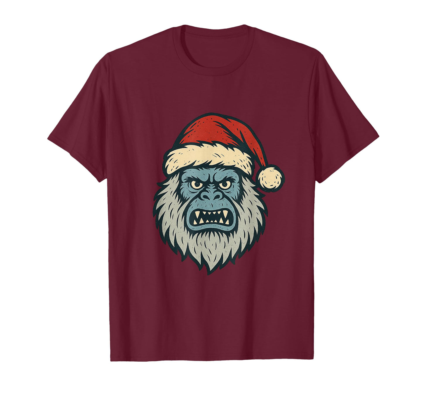 Yeti Abominable Snowman Santa Hat Christmas Design T-Shirt