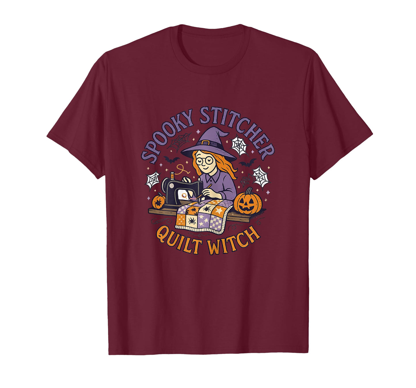 Spooky Stitcher Quilt Witch Halloween Funny Sewing Quilter T-Shirt