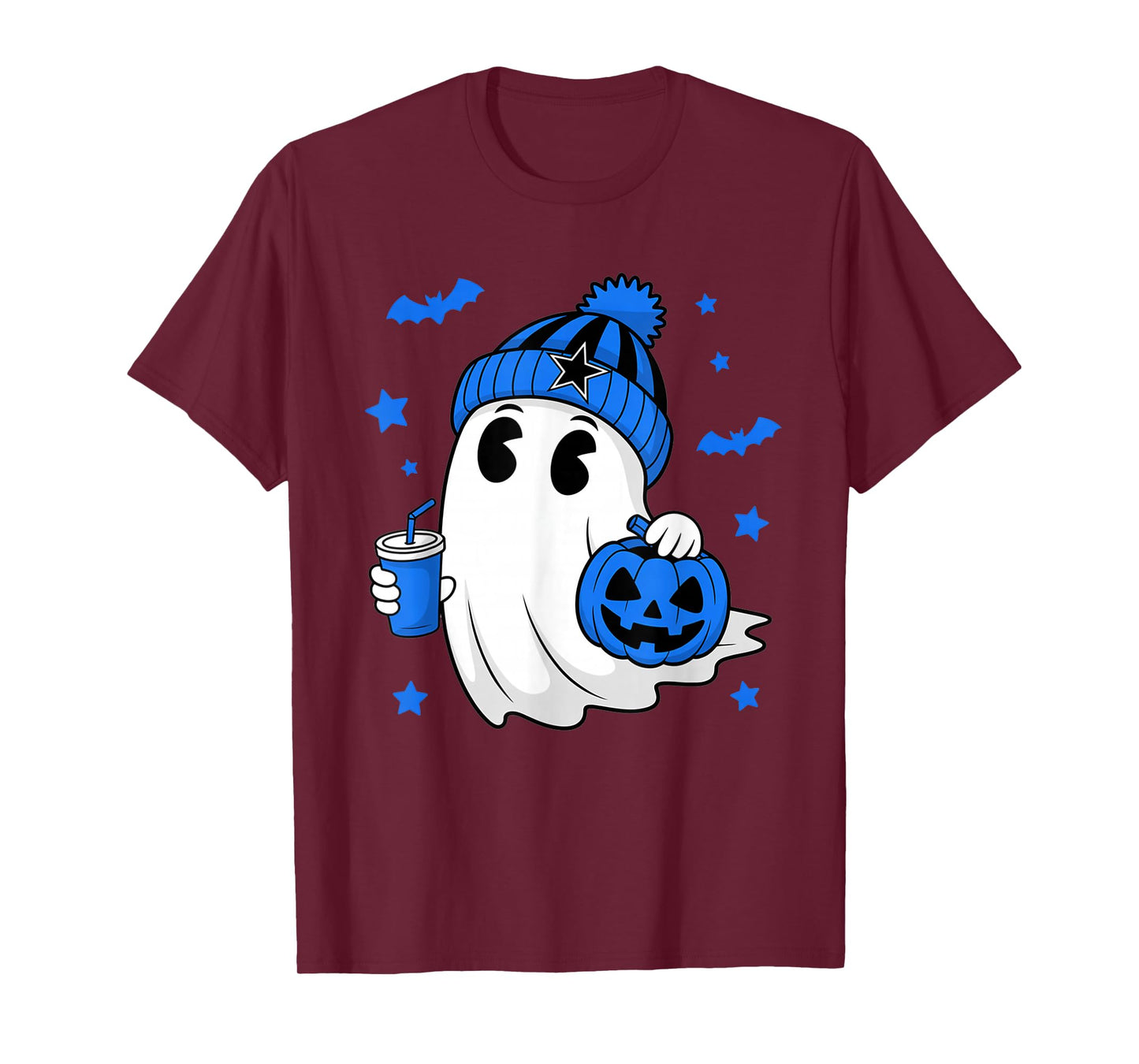 Vintage Dallas Ghost Cute Ghost Halloween Blue Pumpkin T-Shirt