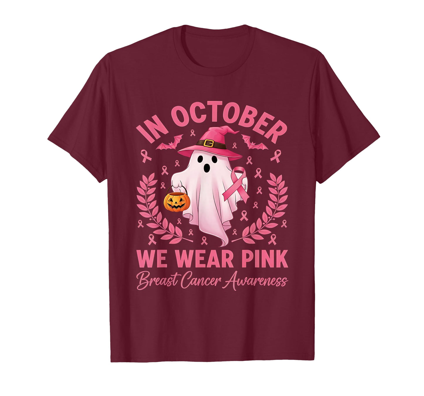 Breast Cancer Women Halloween in October We Wear T-Shirt