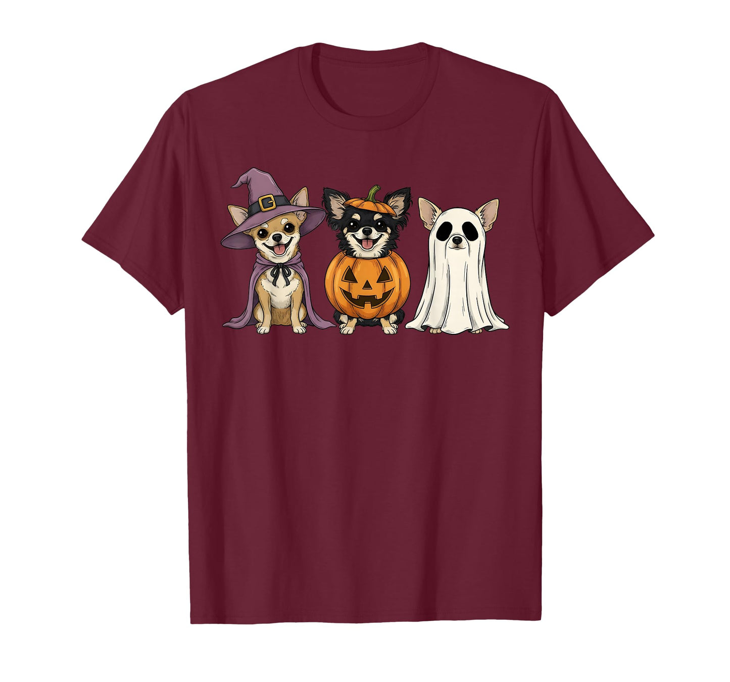 Spooky Ghost Chihuahua Pumpkin Halloween Dog Lover T-Shirt