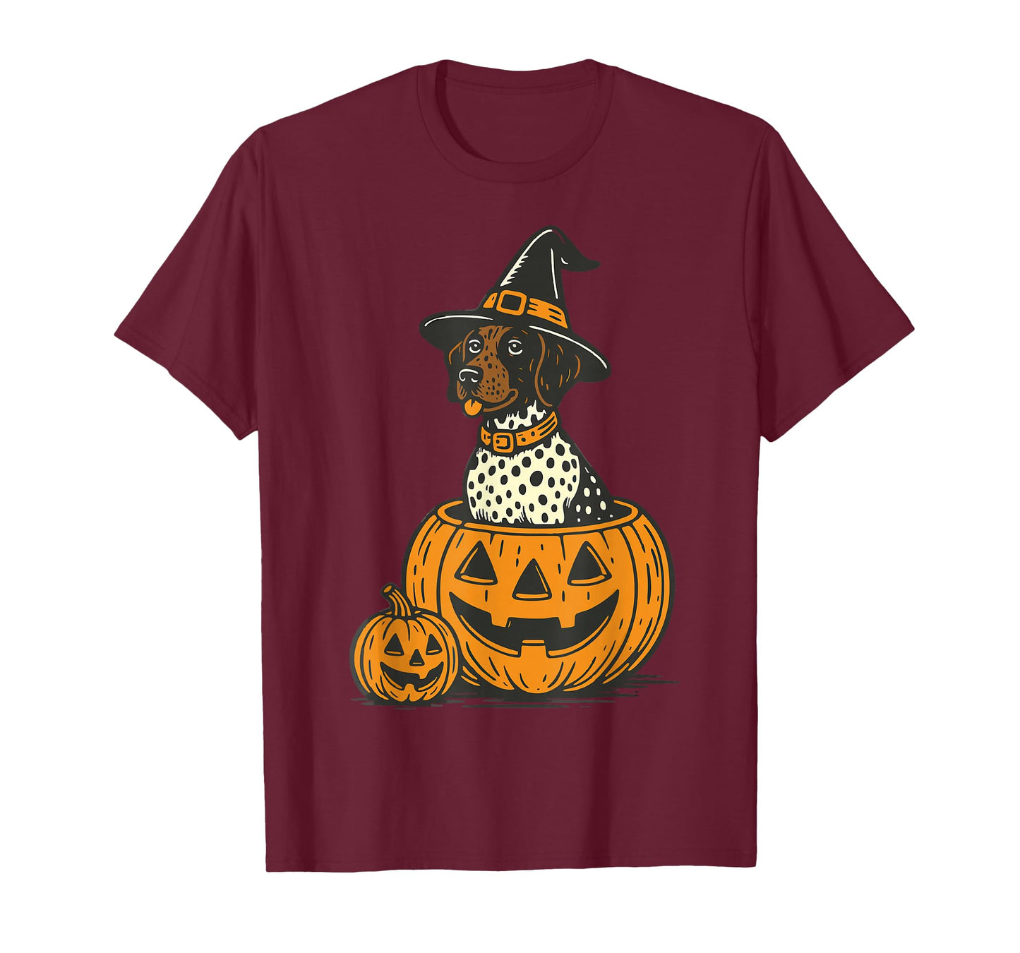 Halloween Shorthaired Pointer Dog in Pumpkins Spooky Vibes T-Shirt