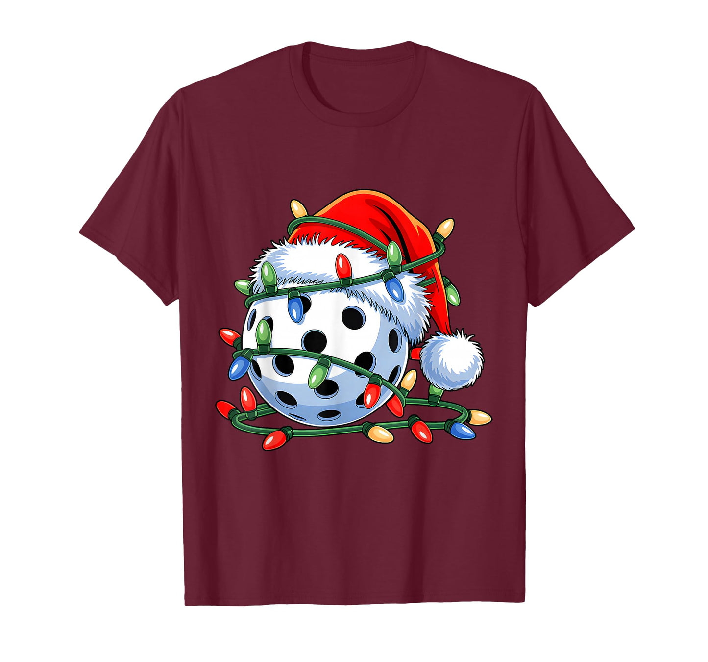 Pickle Ball Ball Santa Hat Xmas Funny Christmas Men Women T-Shirt