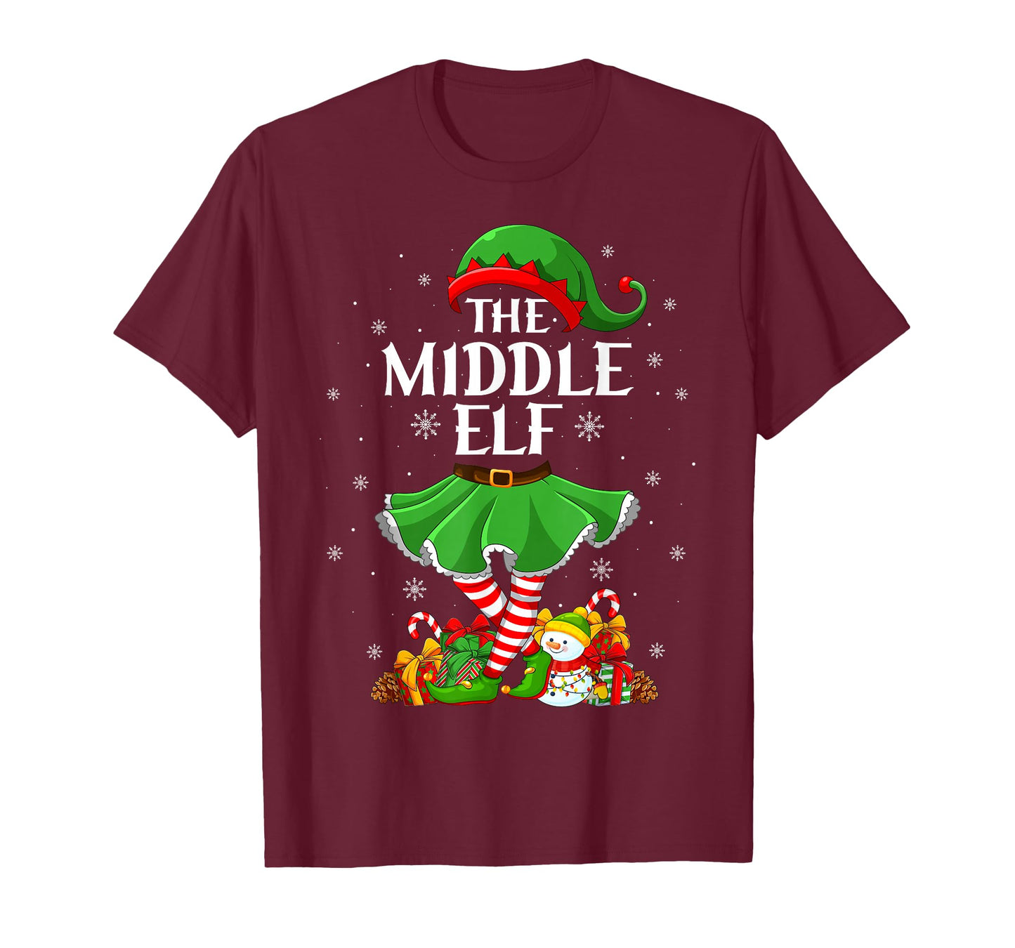 Middle Elf Christmas Family Elf Squad Xmas Girls Women T-Shirt