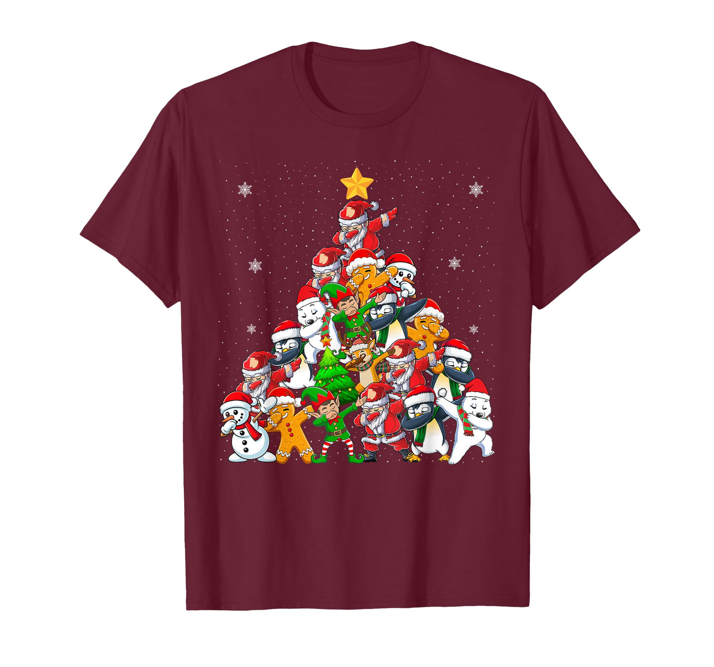 Dabbing Santa Elf Christmas Tree Lights Boy Kids Xmas Dab T-Shirt