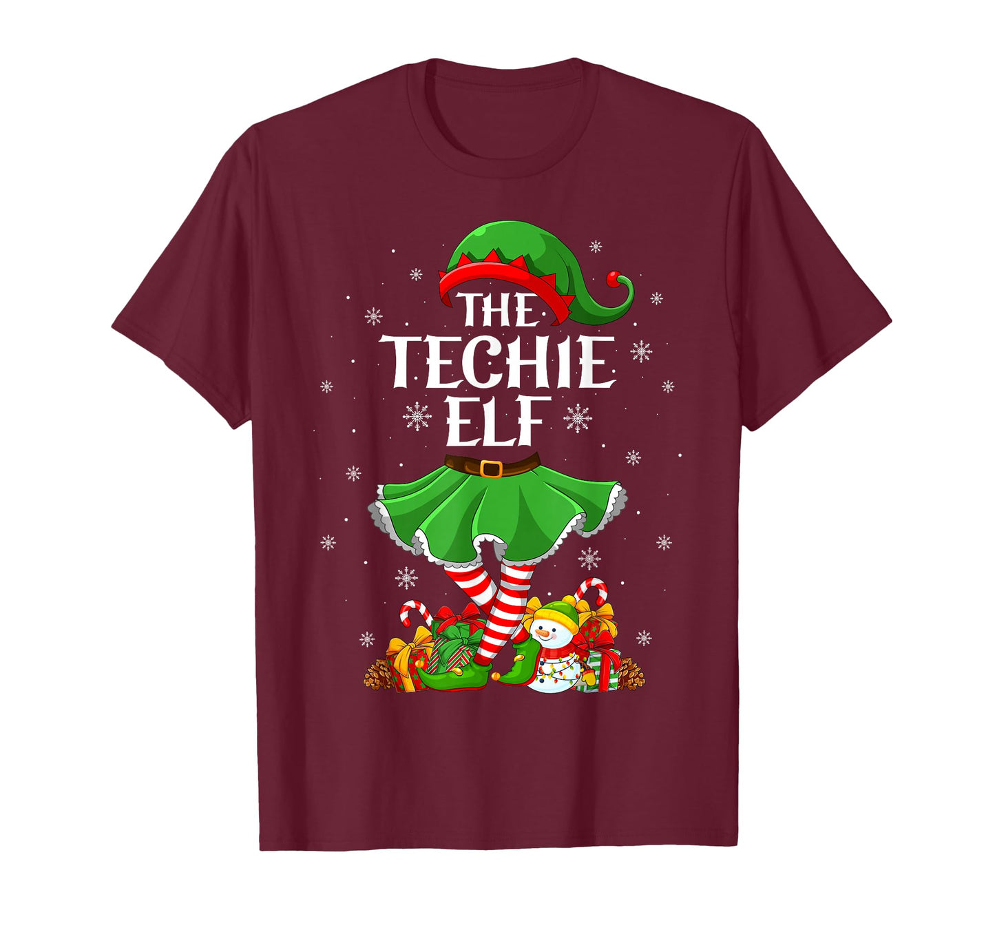Techie Elf Christmas Family Elf Squad Xmas Girls Women T-Shirt