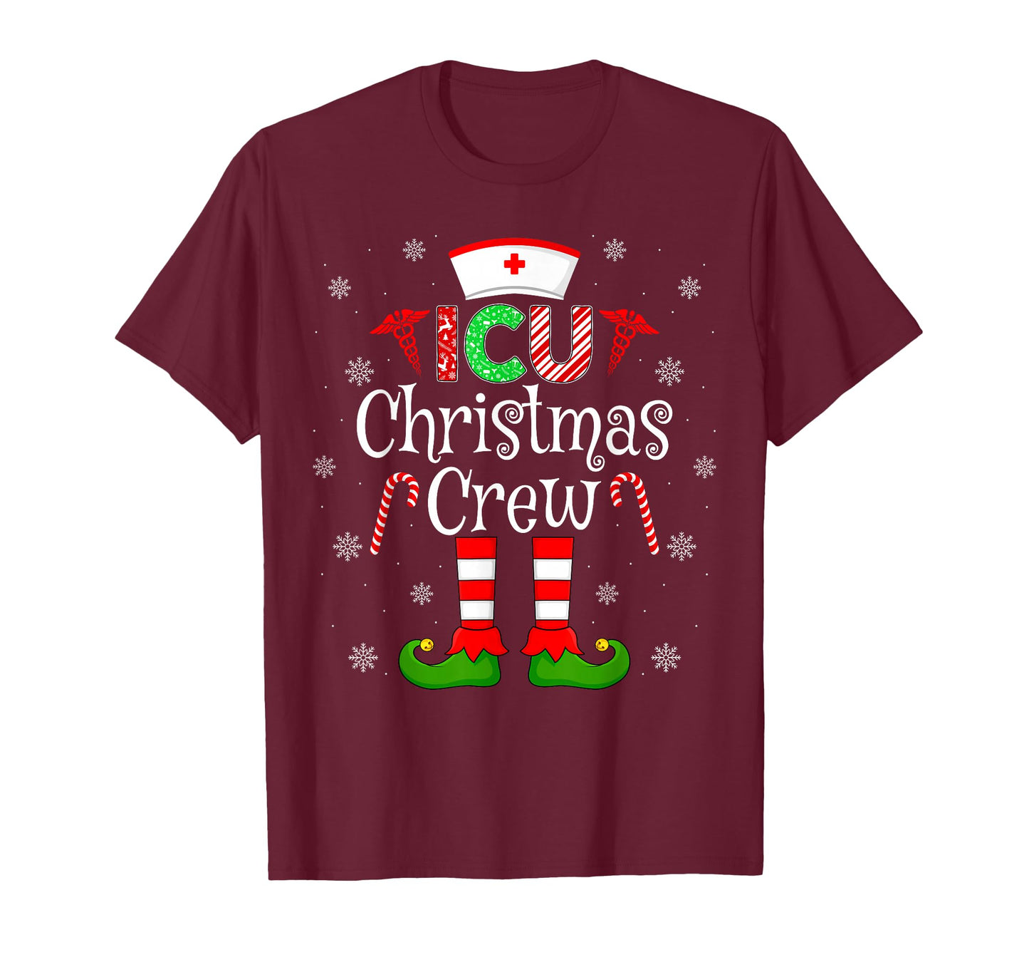 ICU Christmas Crew Matching Family Nurse Elf Christmas T-Shirt
