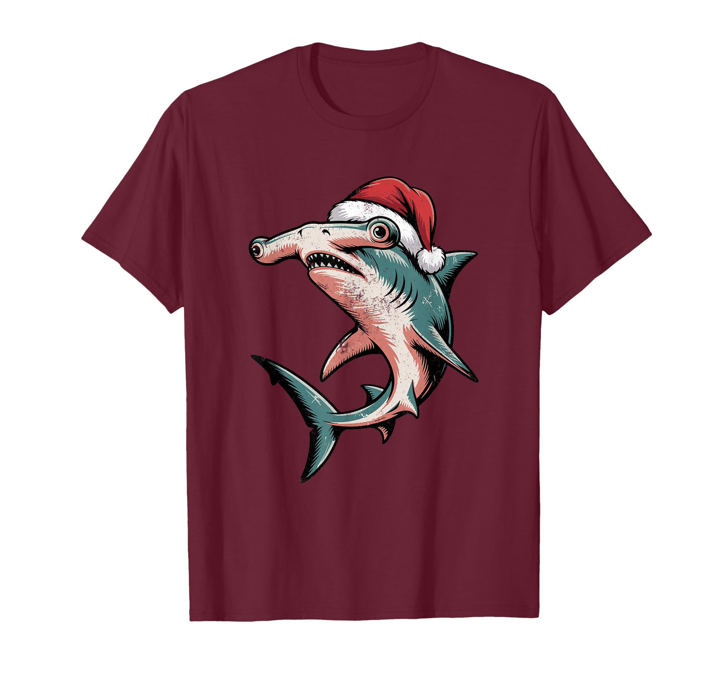 Hammerhead Shark Santa Hat Christmas Vintage Holiday T-Shirt