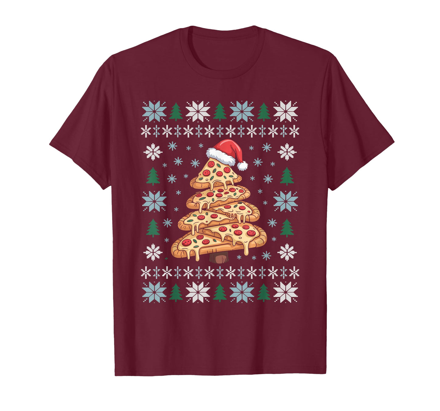 Ugly Christmas Pizza Tree Funny Holiday Food Xmas Women Men T-Shirt