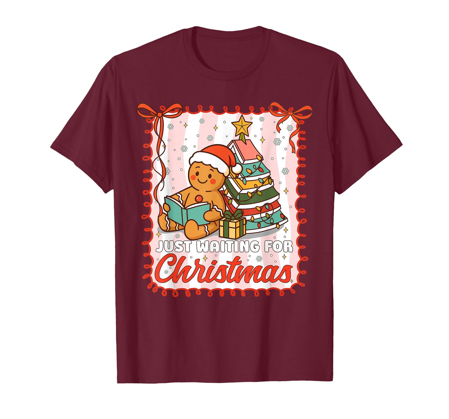 Just Waiting for Christmas Gingerbread Christmas Book Kids T-Shirt