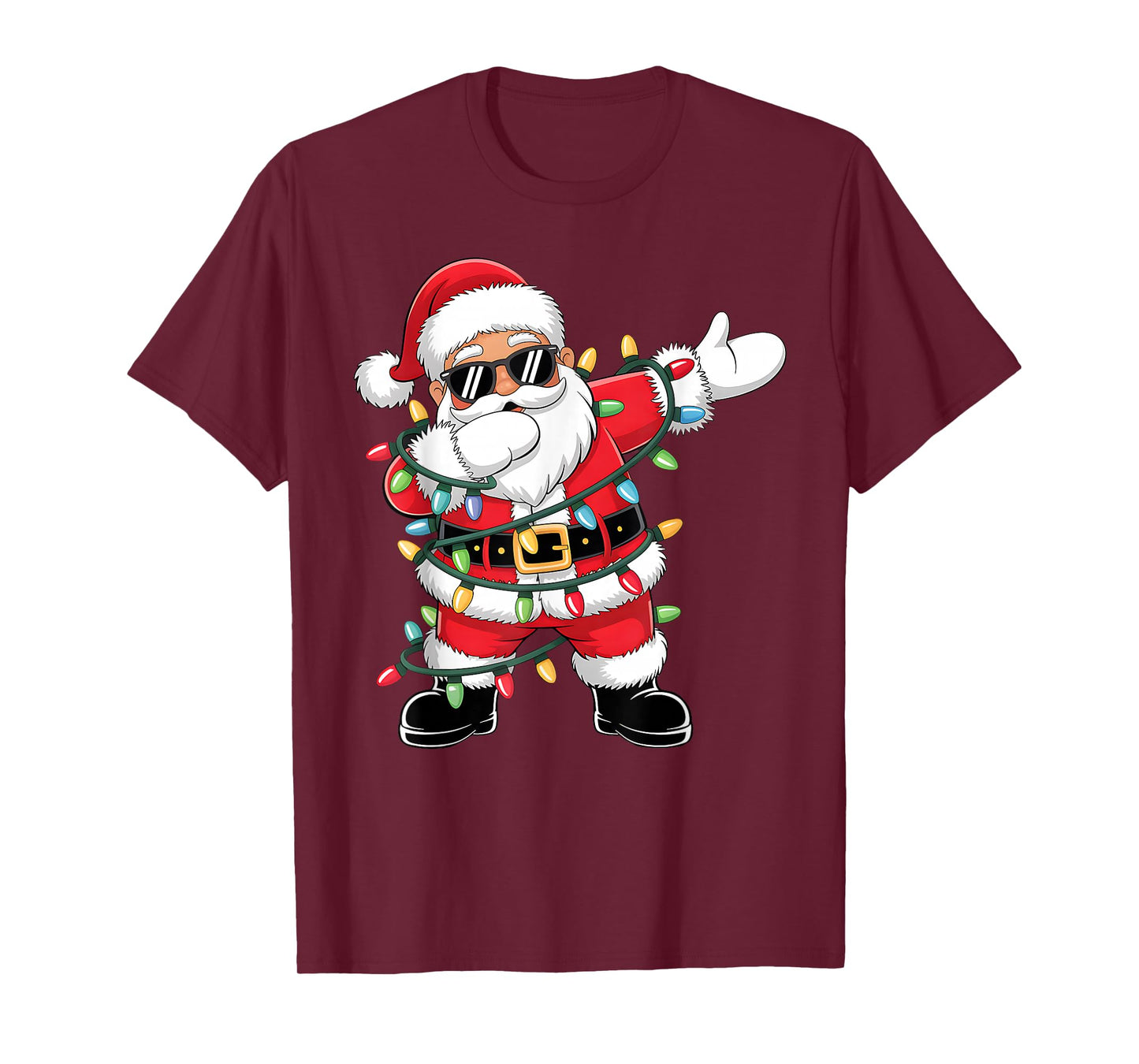 Christmas Tree Lights Funny Xmas Squad Dabbing Santa Claus T-Shirt