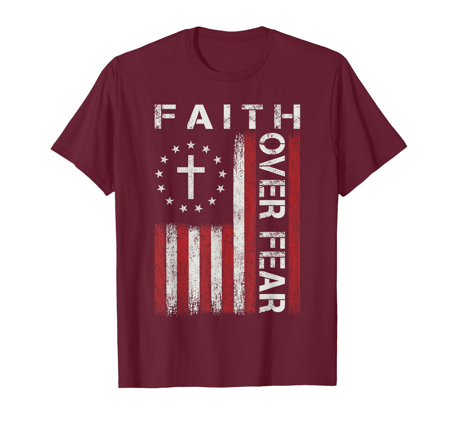 Faith Over Fear God Jesus Christian Bible Cross Religious T-Shirt