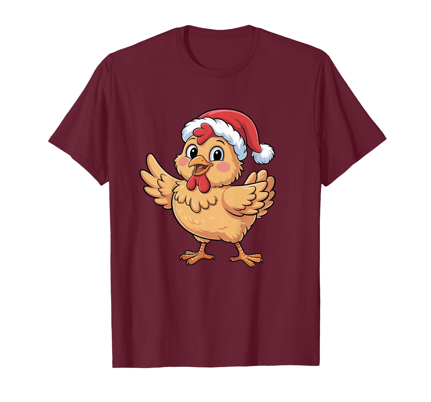 Cute Christmas Chicken Wearing Santa Hat Boys Kids T-Shirt