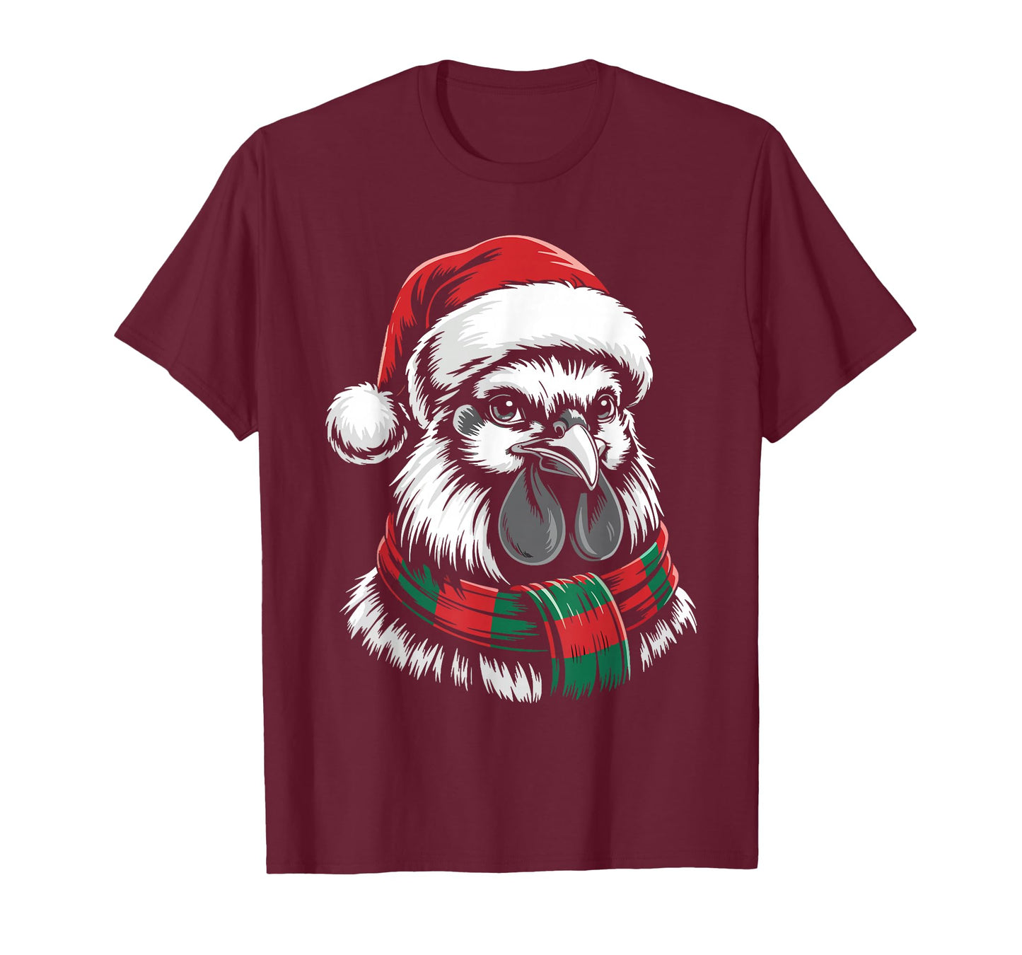 Rooster Xmas Santa Hat Scarf Christmas Costume T-Shirt