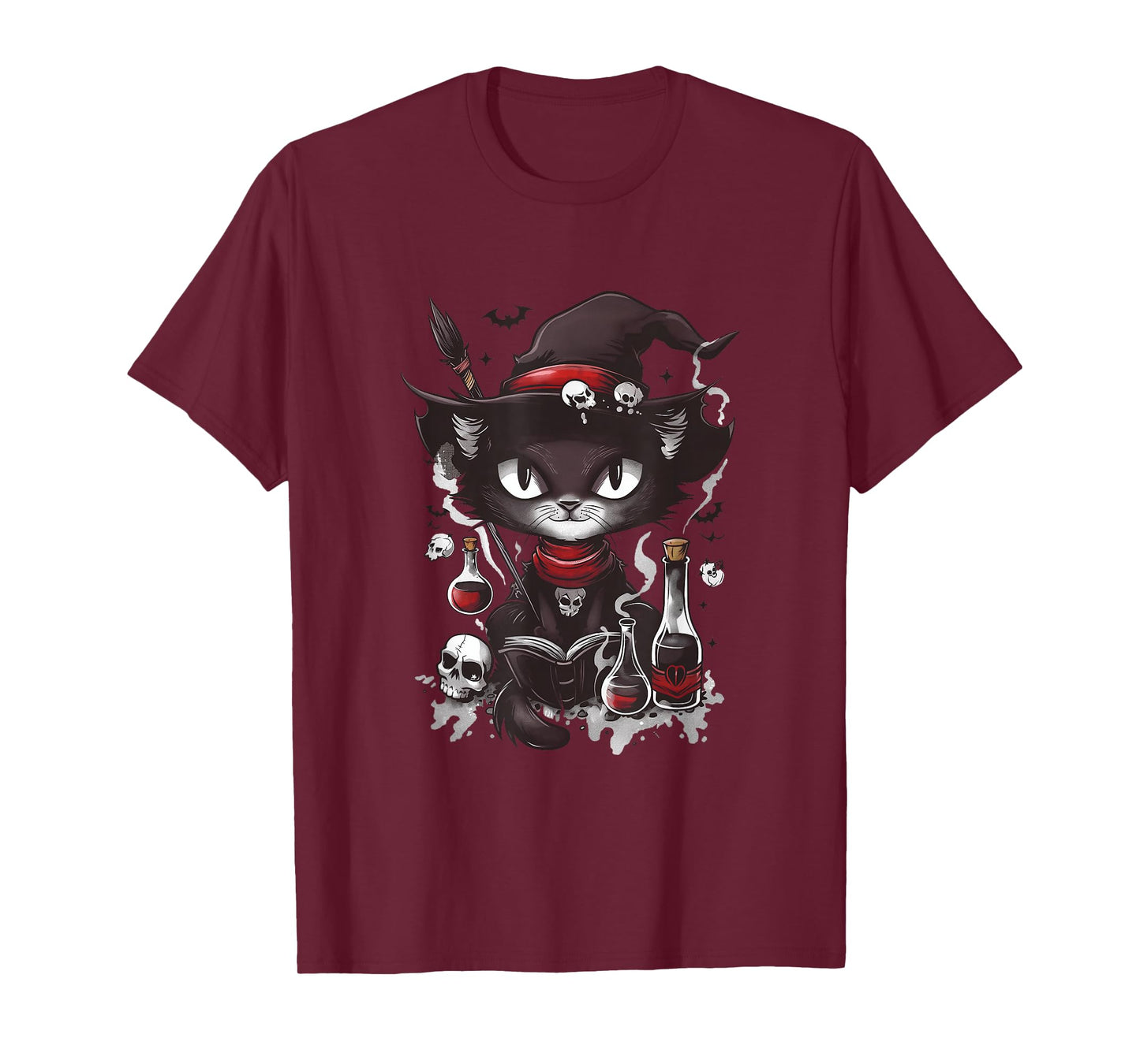Scary Halloween Black Cat Salem Apothecary T-Shirt