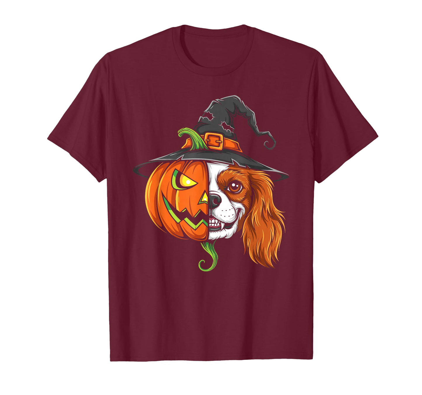 Cavalier King Charles Spaniel Dog Pumpkin Jack O Lantern T-Shirt