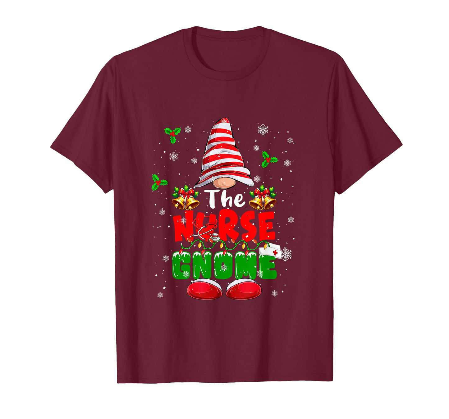 The Nurse Gnome Christmas Colorful Costume Job Team T-Shirt