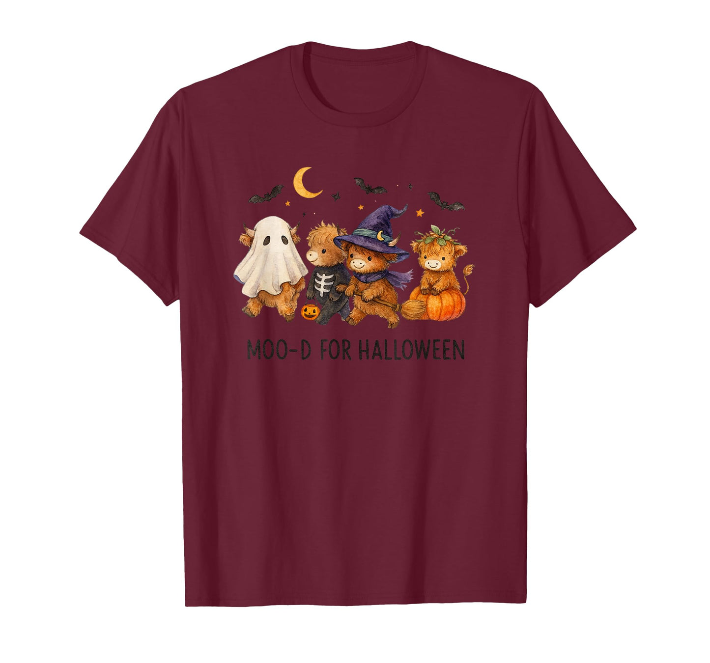 Moo-d for Halloween Highland Cow Cute Costume Squad T-Shirt