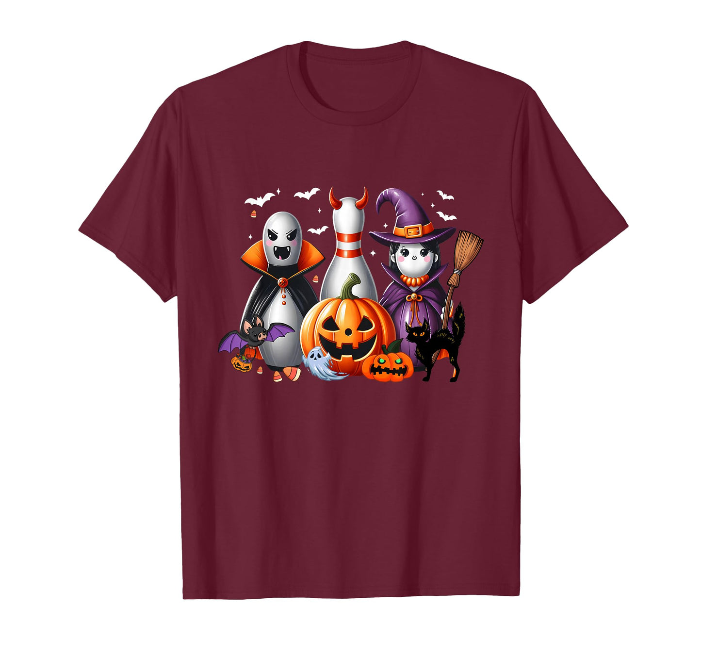 Spooky Bowling Pin in De vil Witch Halloween Sport Bowler T-Shirt