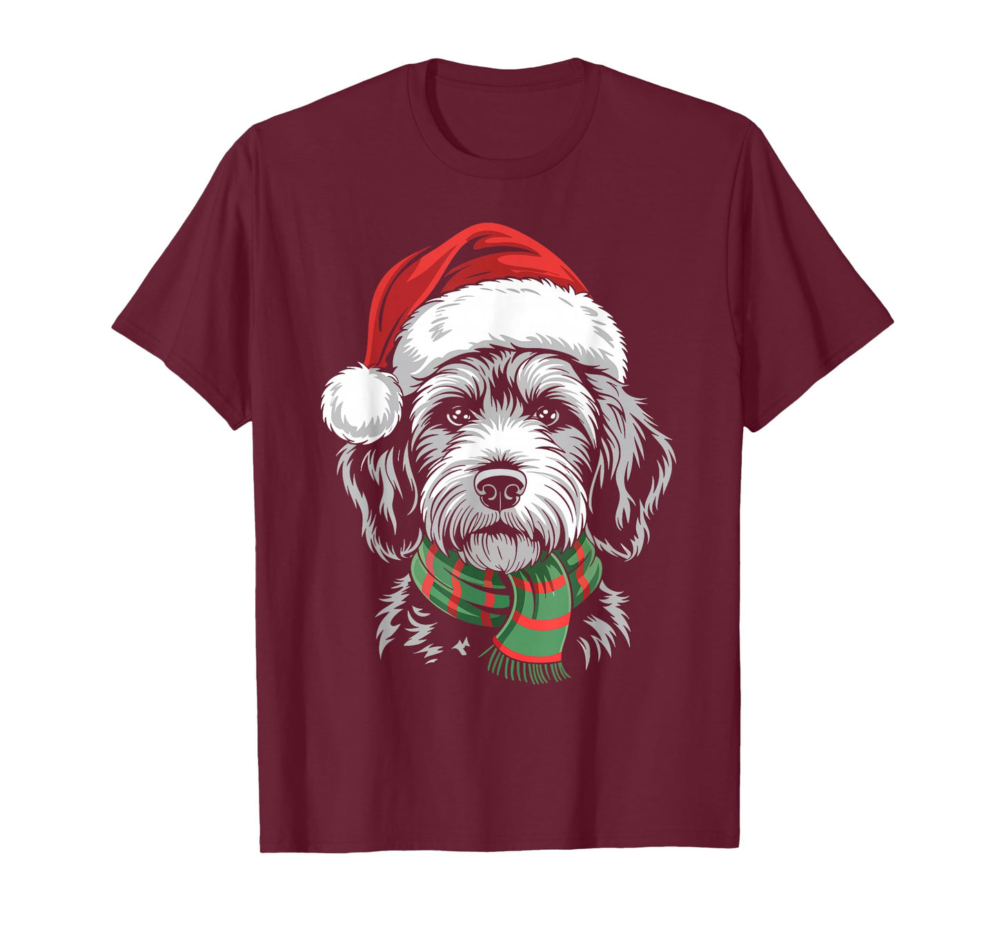 Goldendoodle Dog Xmas Santa Hat Scarf Christmas Costume T-Shirt