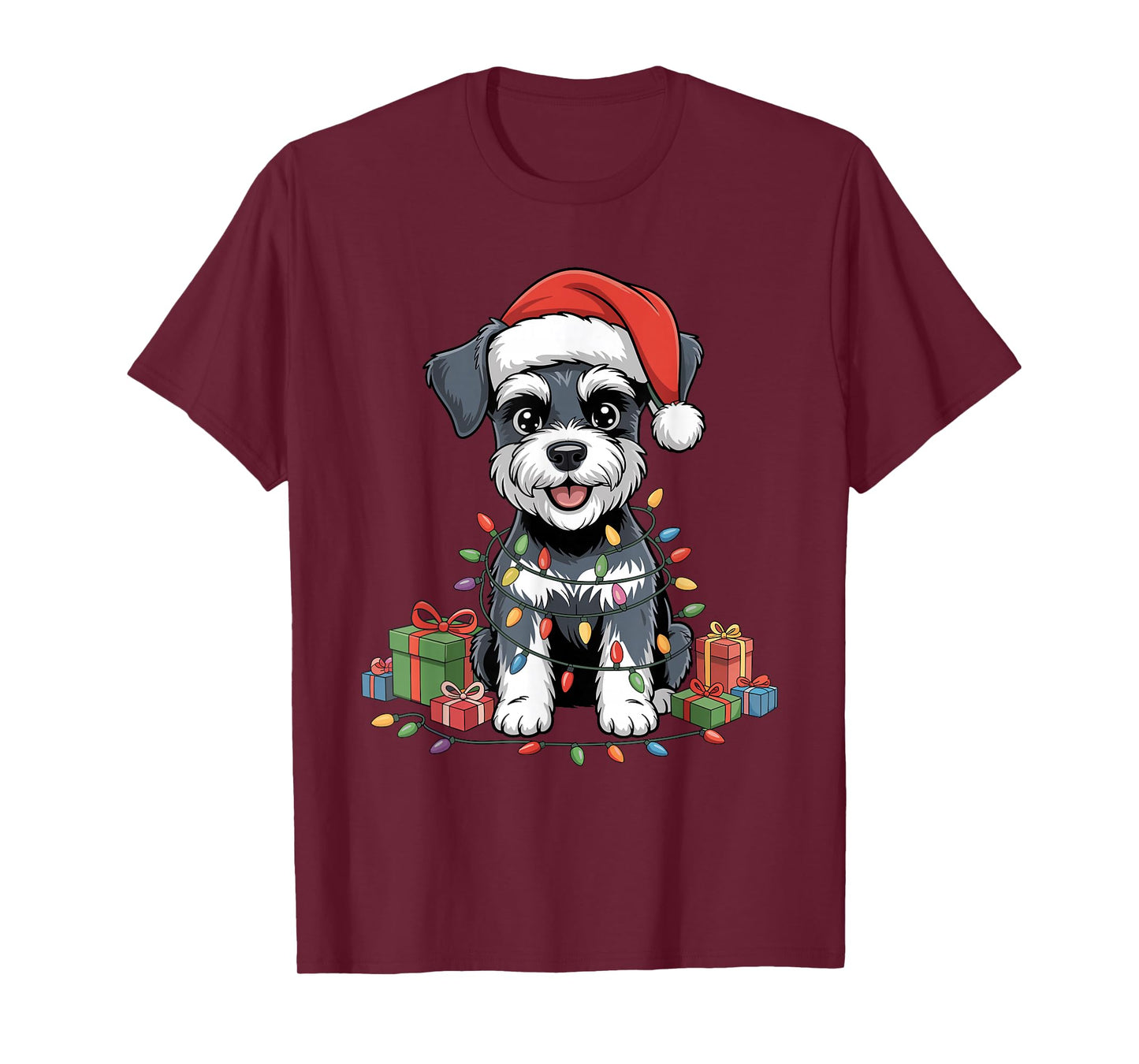 Miniature Schnauzer Santa Hat Christmas Dog Lover Holiday T-Shirt