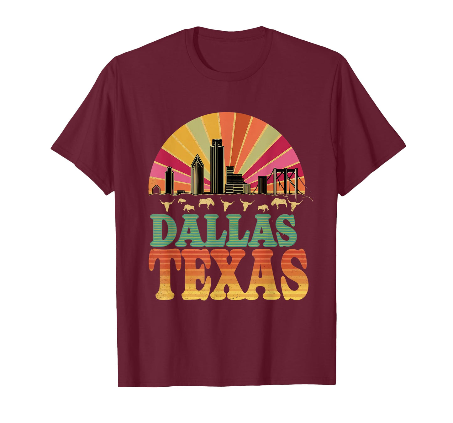 Vintage Dallas Texas Skyline Cityscape Retro Style T-Shirt