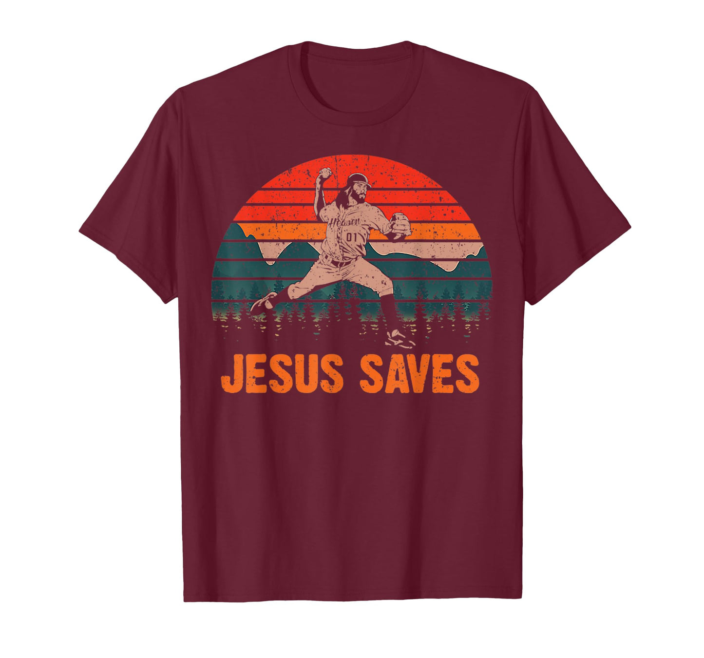 Vintage Jesus Saves Baseball Pitcher Retro 80s T-Shirt