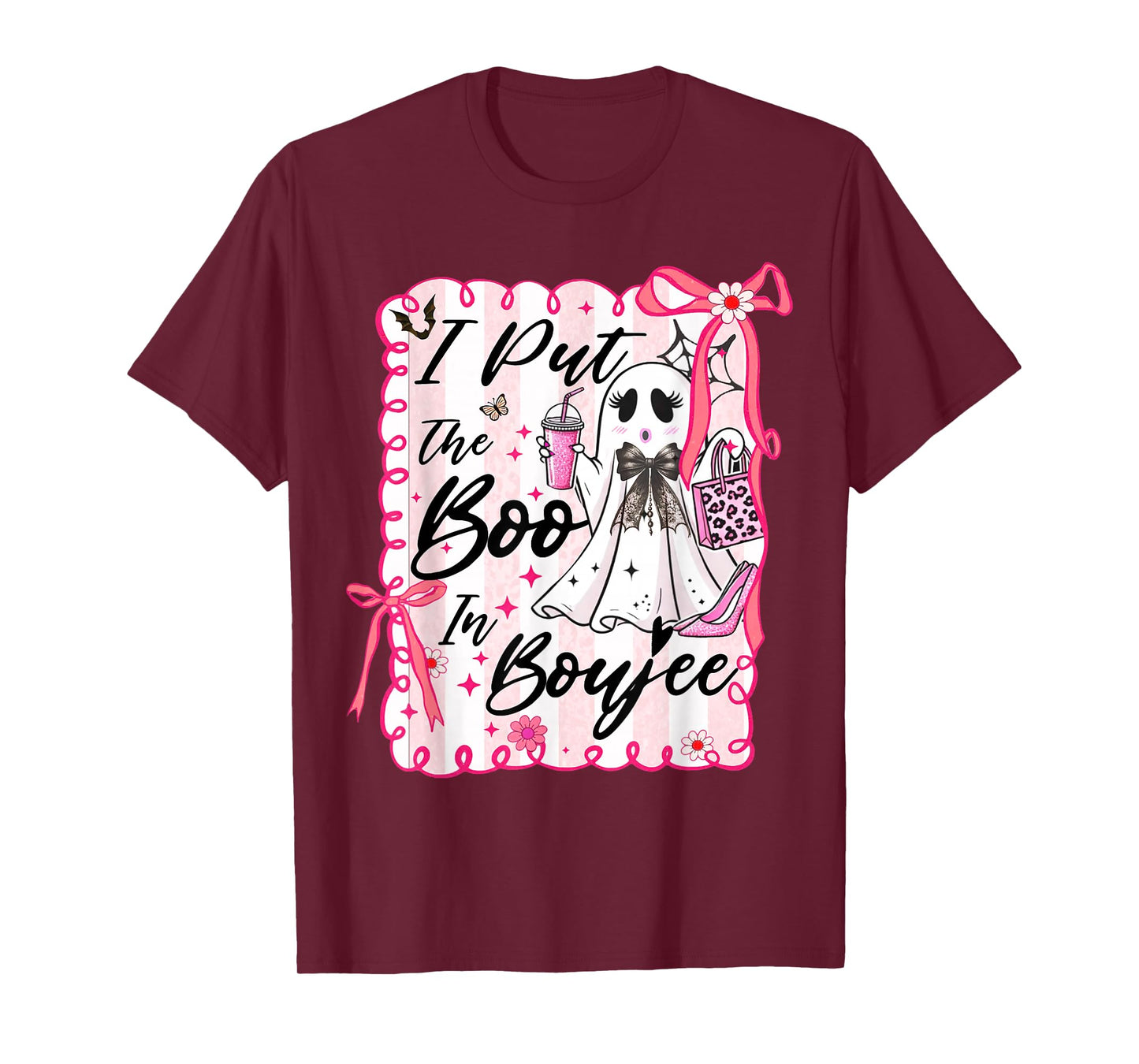 I Put The Boo in Boujee Retro Coquette Bow Boujie Halloween T-Shirt