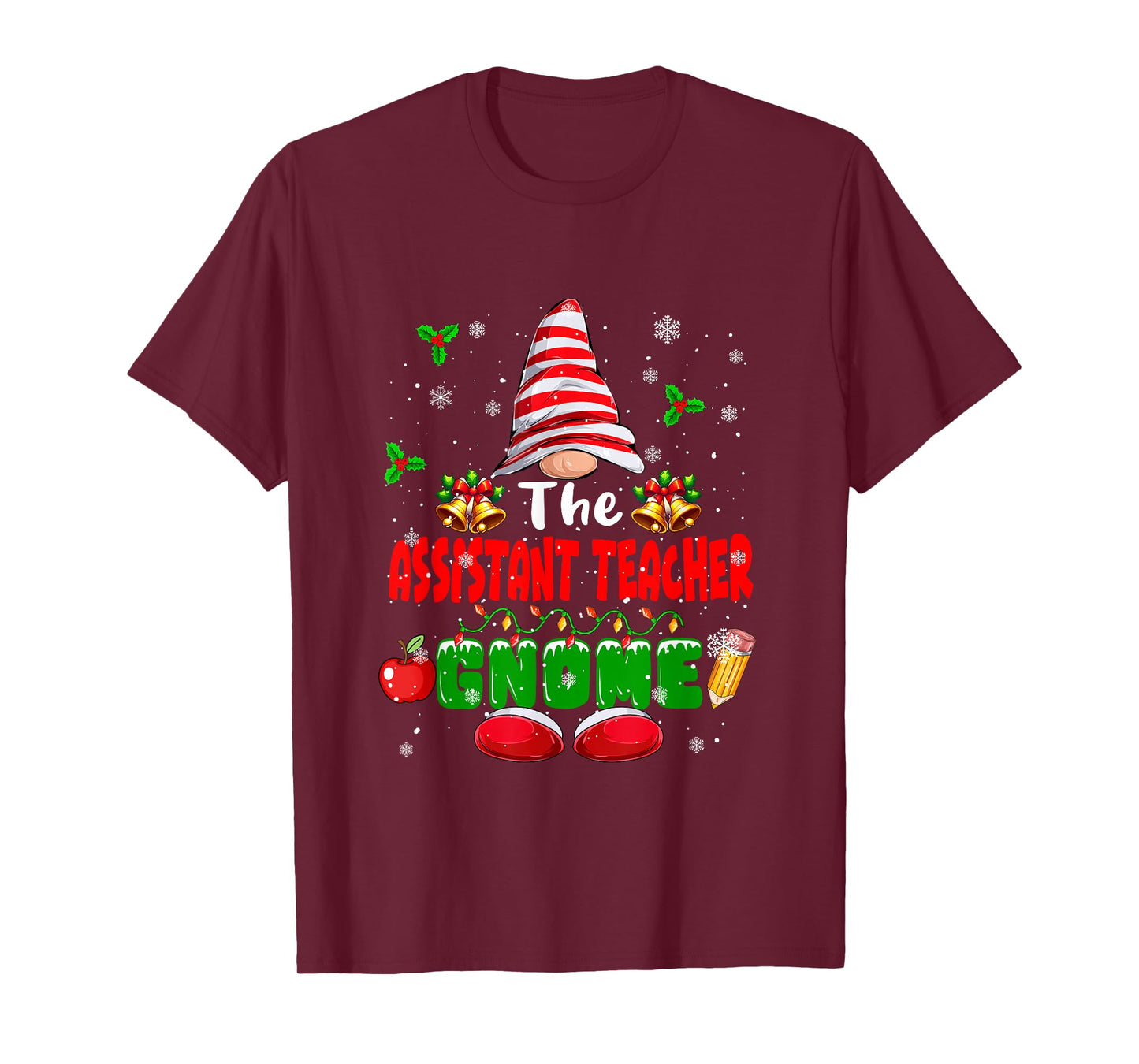 The Assistant Teacher Gnome Christmas Colorful Job Team T-Shirt