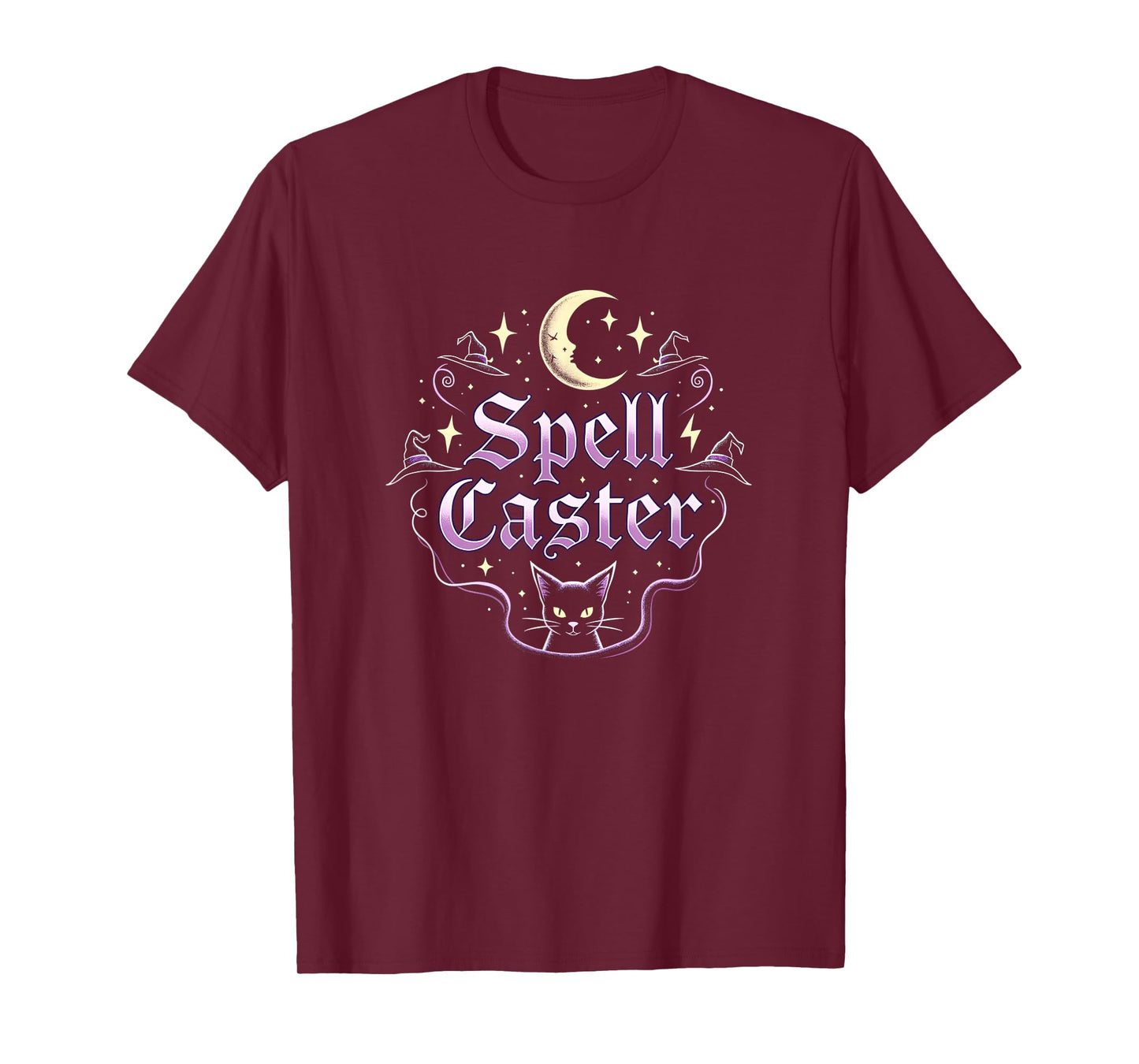 Halloween Witches & Magic Spell Caster Mystical Moon Cat T-Shirt