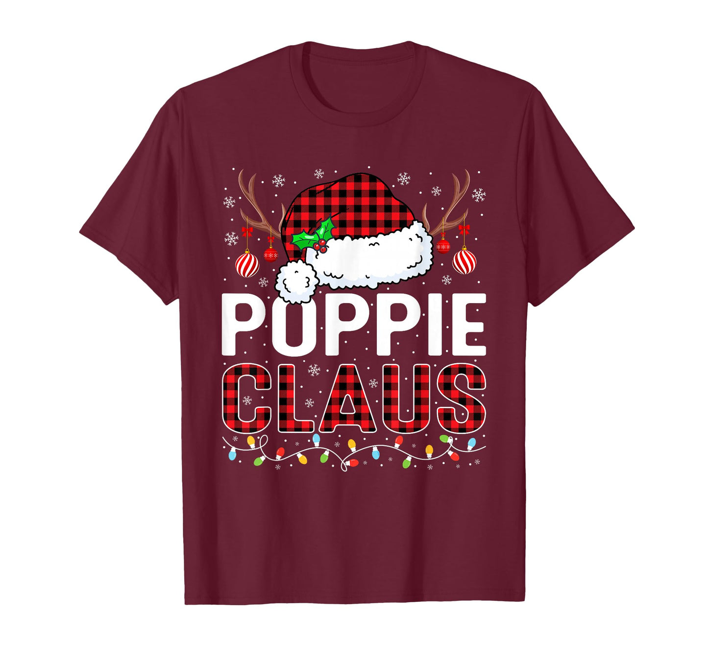Christmas Lights Poppie Claus Family Matching Xmas Pajama T-Shirt