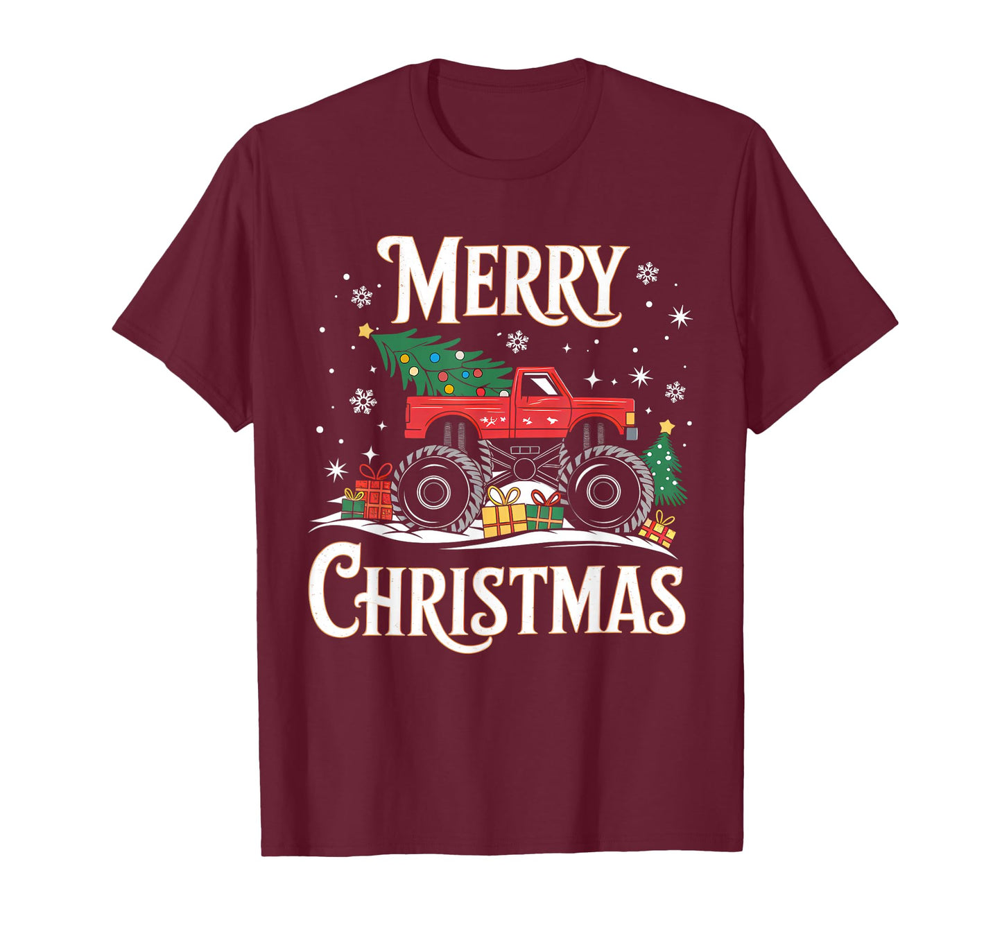 Merry Christmas Monster Truck Xmas Pajamas Boys Kids Toddler T-Shirt