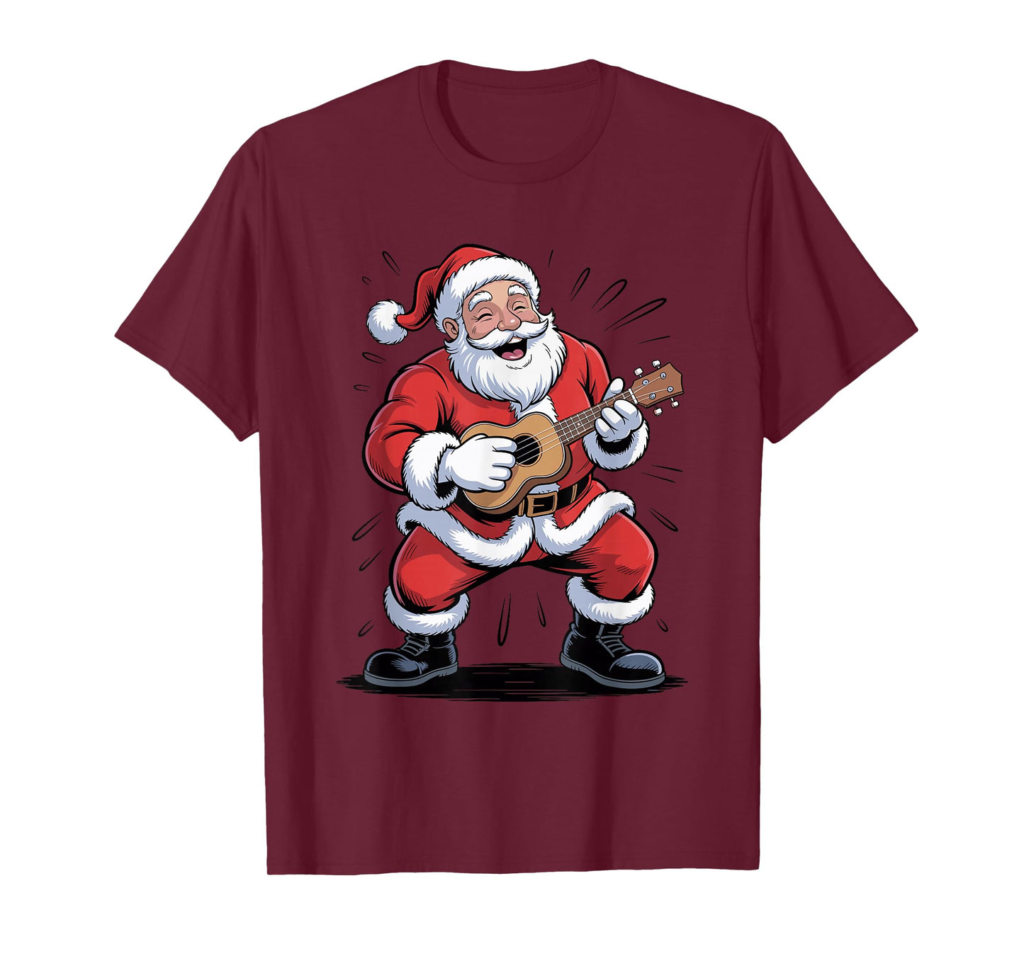 Santa Playing Ukulele Funny Holiday Christmas Xmas Pajama T-Shirt