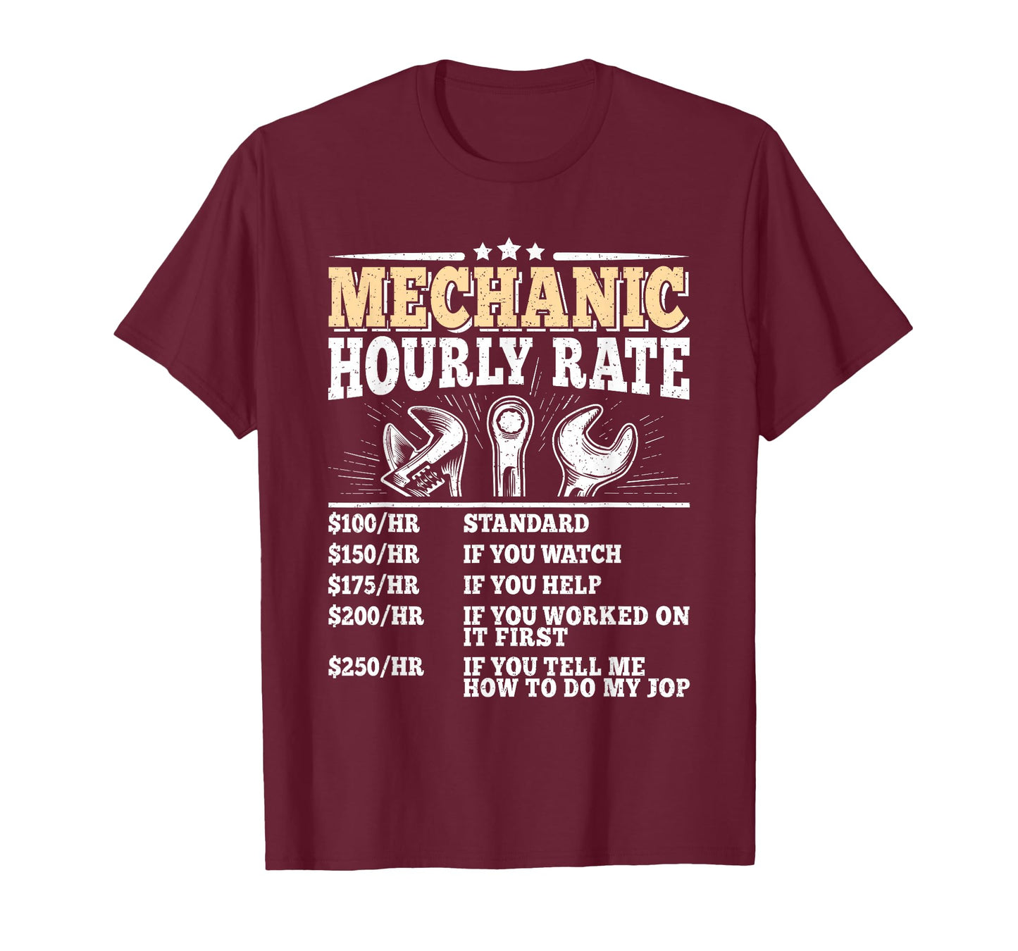 Mechanic Hourly Rate Funny Vintage Mechanic Auto Repair Men T-Shirt