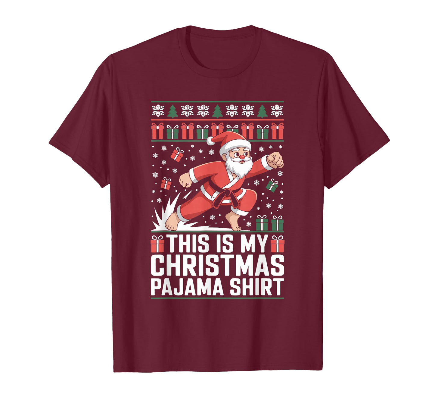 Santa Claus Karate Ugly Christmas Sweater Martial Arts T-Shirt