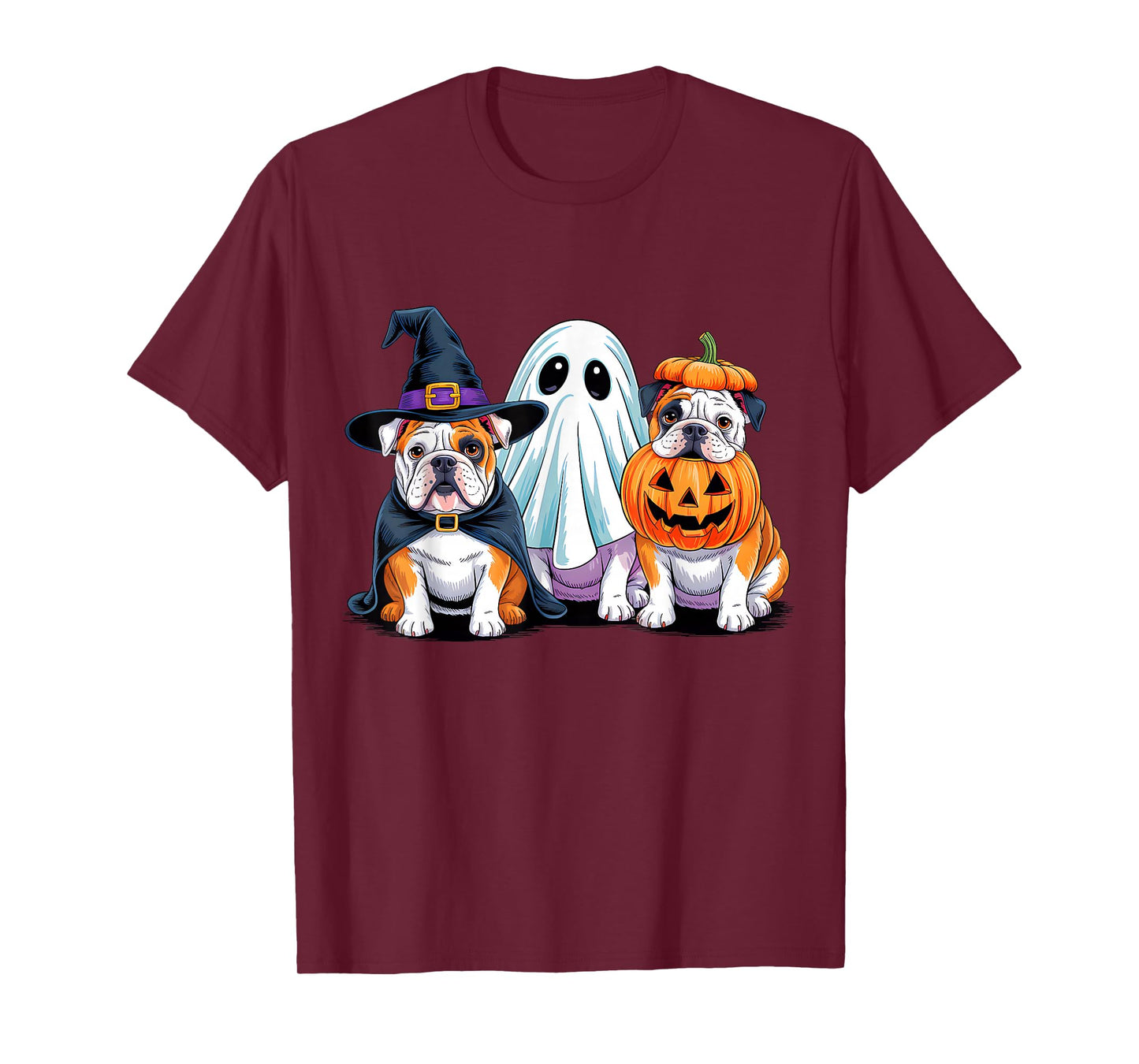 English Bulldog Halloween Funny Dog Lover Pumpkin Witch T-Shirt