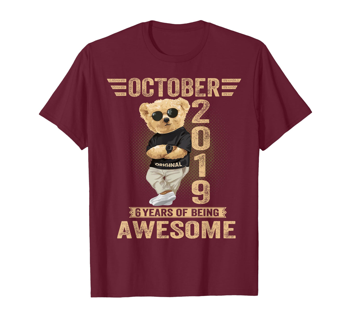 October 6th Birthday Men Women 2019 Awesome Teddy Bear T-Shirt