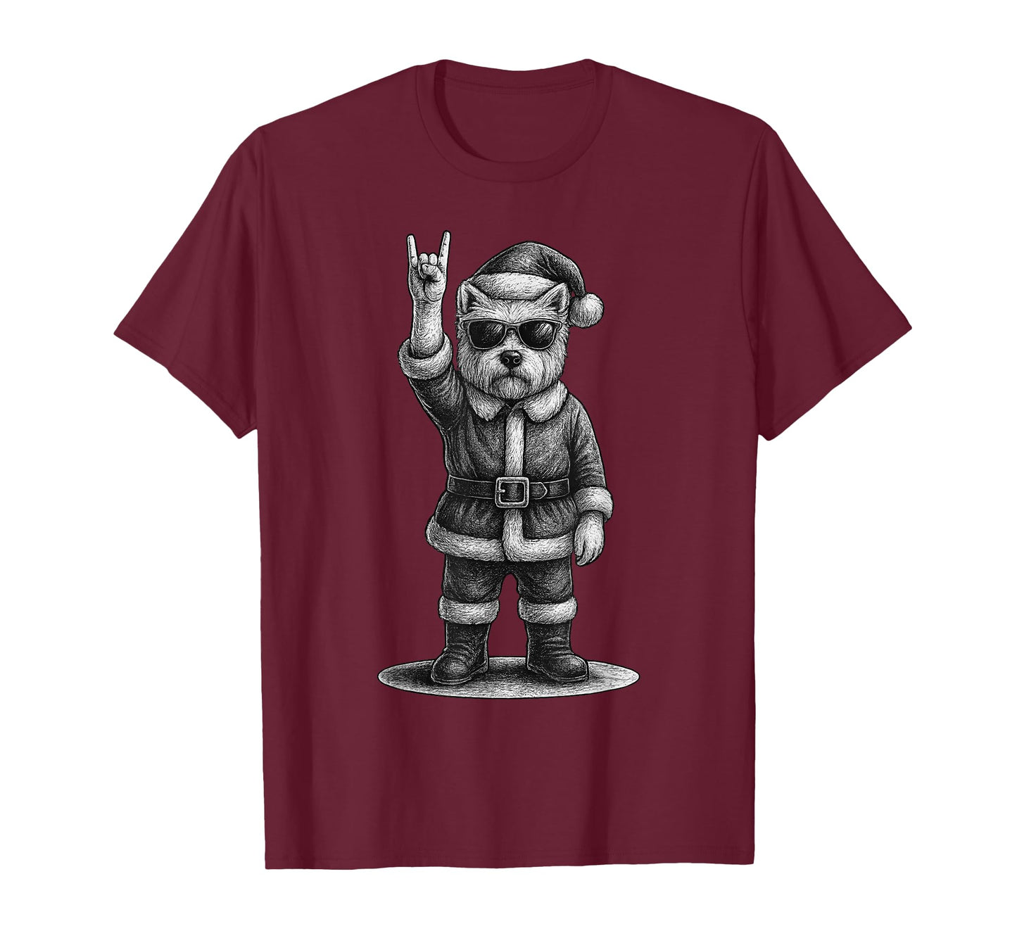 West Highland White Terrier Rock Music Christmas Dog Lover T-Shirt