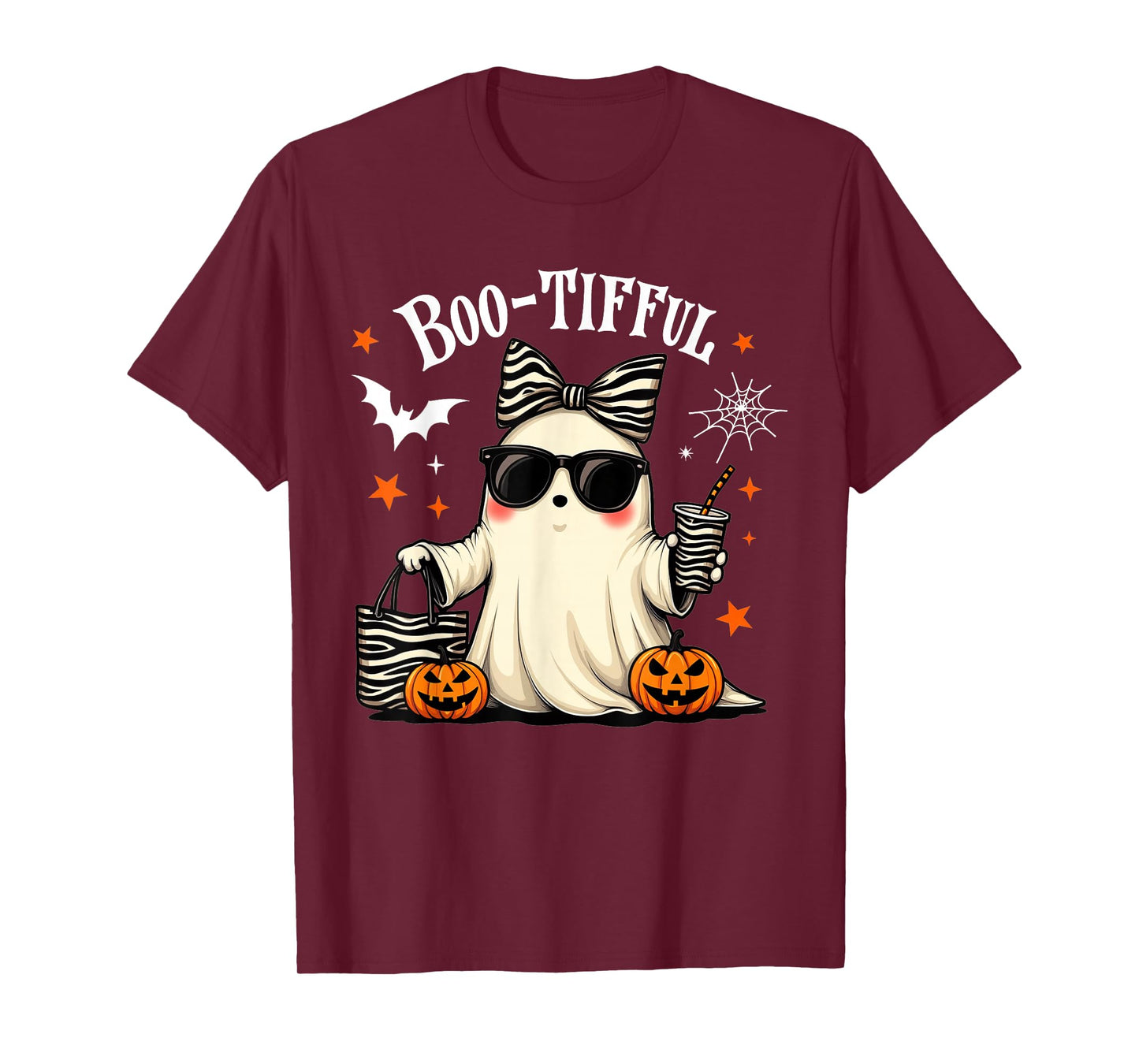 Coquette Leopard Ghost Coffee Boo-JEE Halloween Boujee Ghost T-Shirt