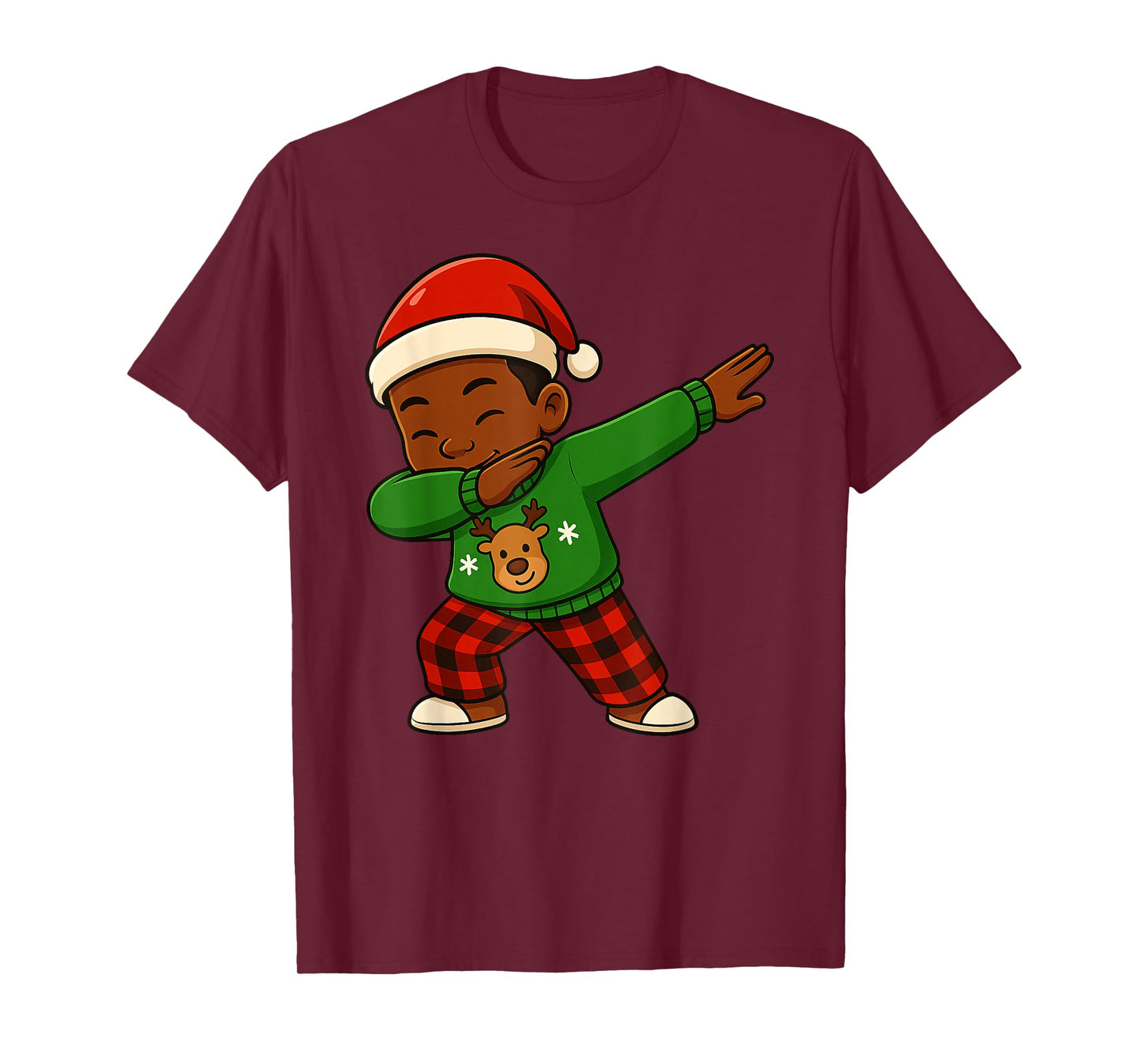 Funny Black Kid Dabbing Merry Christmas Santa Xmas Boys Girl T-Shirt