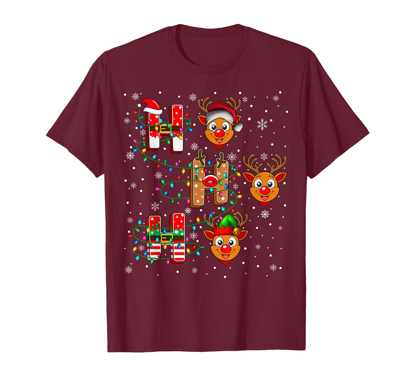 Ho Ho Ho Santa Reindeer Hat Elf Reindeer Animal Christmas T-Shirt