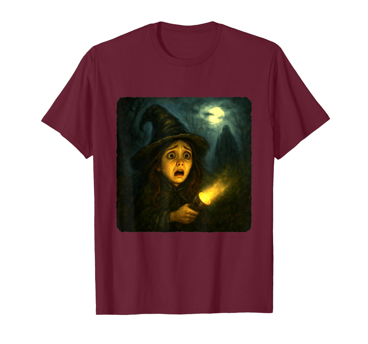 Witch Scary Horror Night Flashlight Halloween Ghost T-Shirt