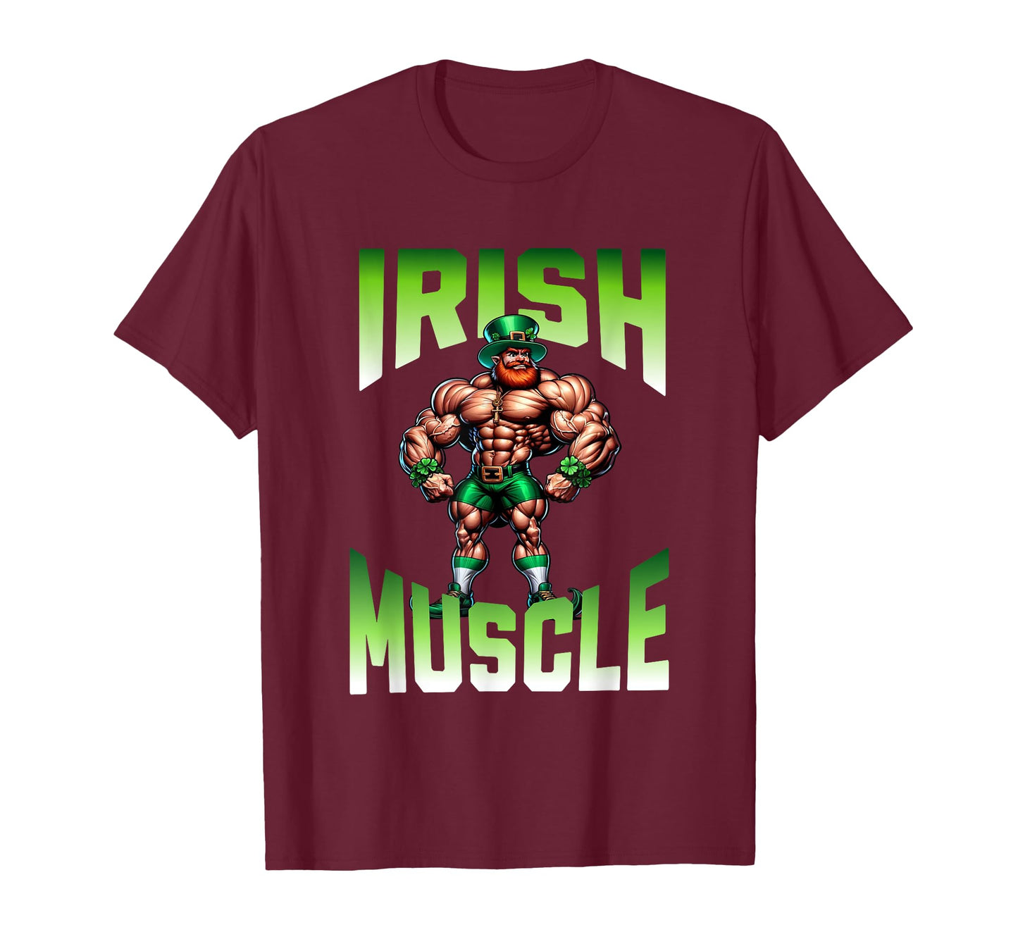 Irish Muscle Leprechaun Gym Workout Green Celebrations T-Shirt