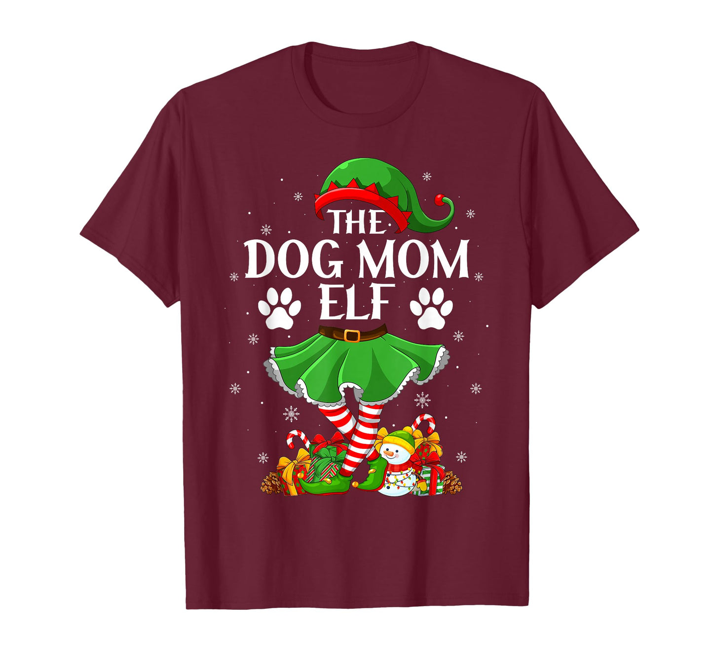 Dog Mom Elf Christmas Family Elf Squad Xmas Girls Women T-Shirt
