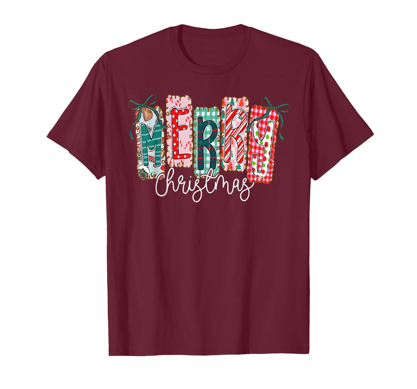 Coquette Bow Merry Christmas Xmas Pajamas Snowflake Holiday T-Shirt